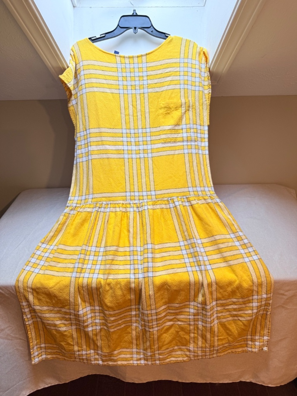 Vintage Late 80s Early 90s Esprit Plaid Drop Waist Dress Size Medium - Picture 9 of 11